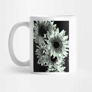 Sunflowers in Black and White Mug